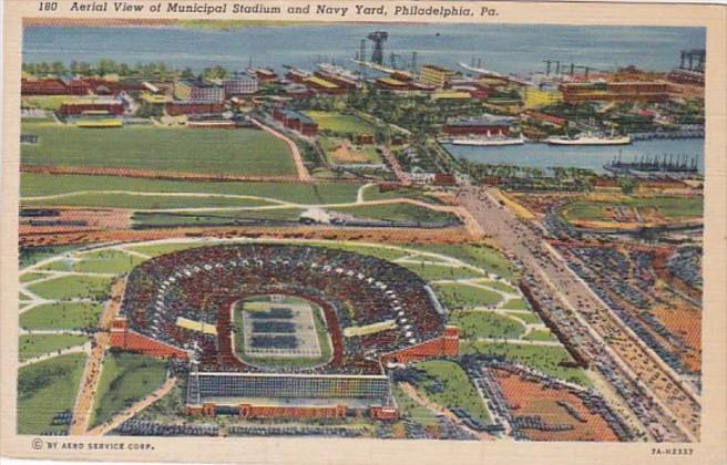 Pennsylvania Philadelphia Aerial View Of Municipal Stadium and Navy Yard Curt...