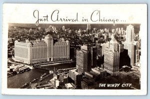 Chicago Illinois IL Postcard RPPC Photo Just Arrived In Chicago The Windy City