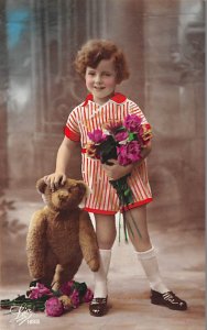 Tinted Children with Teddy Bears Postcard