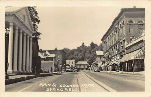 Springfield VT Main Street Storefronts Trolley Tracks Real Photo Postcard