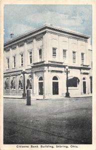 E53/ Sebring Ohio Postcard 1945 Citizens Bank Building Mahoning Co