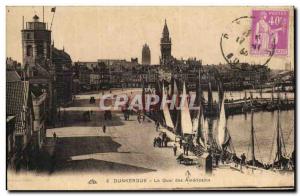 Old Postcard Dunkirk Quai of American Yacht