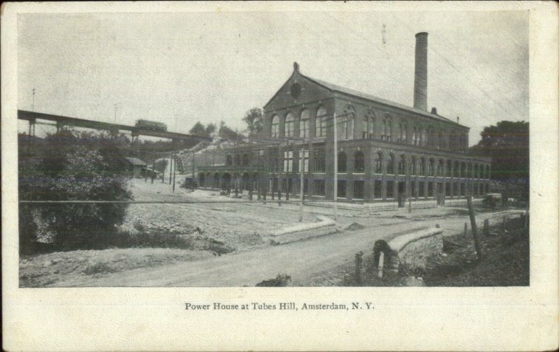 Amsterdam NY Power House Tubes Hill c1905 Postcard