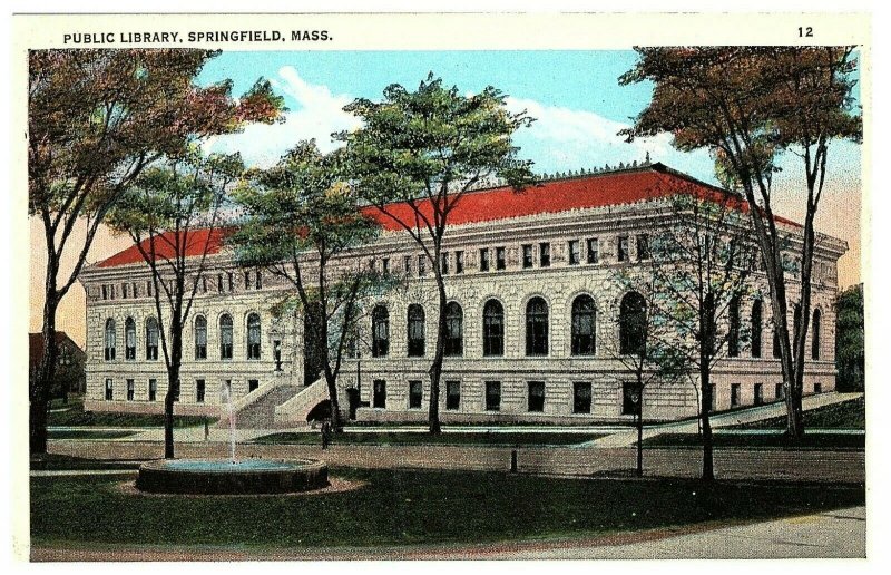 Springfield Massachusetts Public Library Vintage Linen Postcard