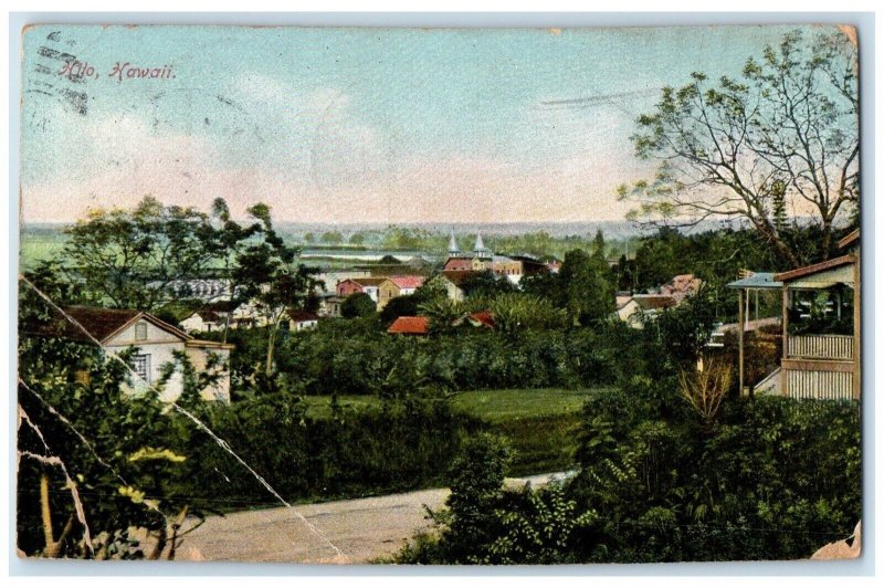 1909 Bird's Eye View Of Hilo Hawaii HI Posted Antique Postcard