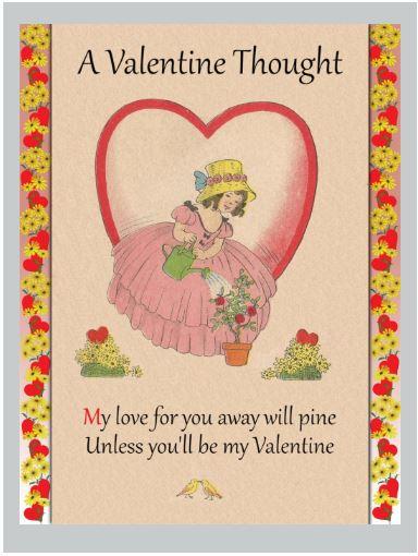 Handmade Postcards Set of 6 Valentine, Little Girl in Garden Watering Flowers