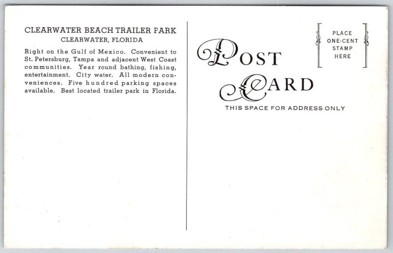 Clearwater Beach Florida 1950s Postcard Clearwater Beach Trailer Park