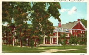 1945 University Of Illinois Women's Building Trees Historical Landmark Postcard