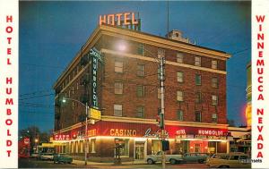 1960s Hotel Humboldt Night Neon Winnemucca Nevada postcard 10160 autos