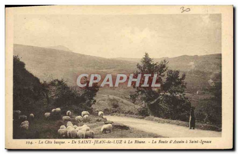 Old Postcard Saint Jean de Luz Rhune Ascain Road in Saint Ignace