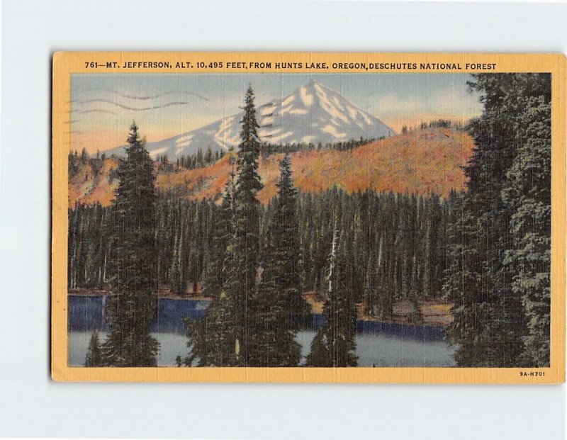 Postcard Mt. Jefferson, From Hunts Lake, Deschutes National Forest, Oregon