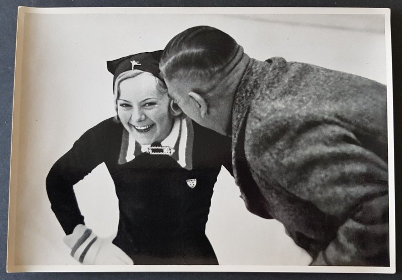 RARE LARGE FORMAT COLLECTOR PHOTO CARD 1936 GARMISCH OLYMPICS - FIGURE SKATING