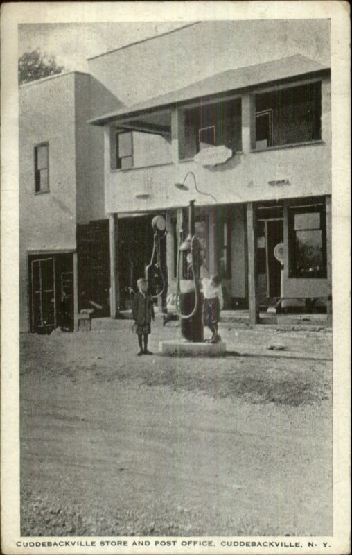 Cuddebackville NY Store Post Office Gas Pumps c1920 Postcard