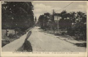 Bourne Cape Cod MA Street Scene Church in Distance c1910 Postcard 