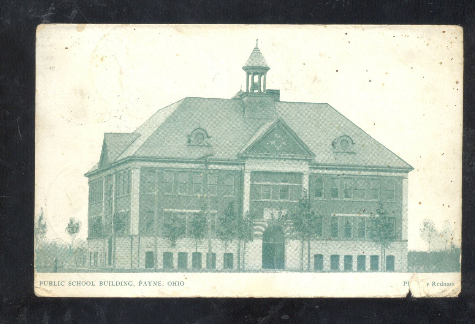 Payne Ohio Public School Building Vintage Postcard Waldron Michigan