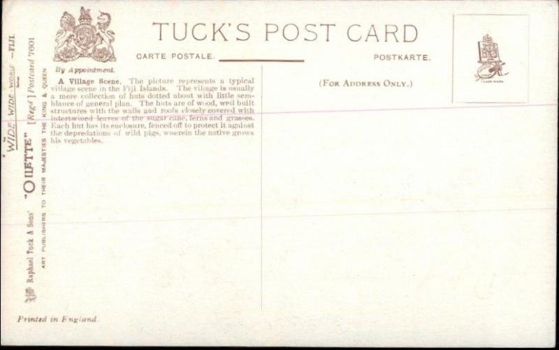Fiji Village Scene Raphael Tuck #7601 c1910 Postcard
