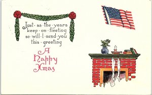 c1920 CHRISTMAS HAPPY XMAS PATRIOTIC MARQUETTE NE EMBOSSED POSTCARD 39-252