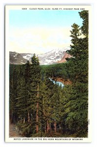 Cloud Peak Elev. 13,165 Ft. Highest Peak & Landmark Bi Horn Mtns. WY Postcard