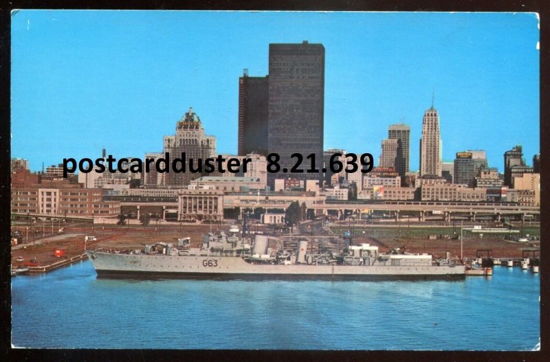 h1258 - TORONTO Postcard 1960s Harbor & Skyline. HAIDA Navy Destroyer