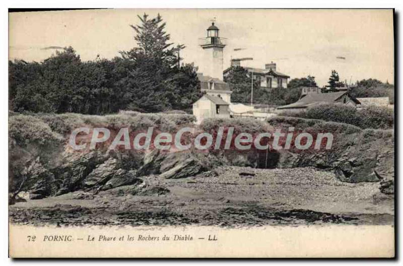 Postcard Ancient Pornic Lighthouse and Rocks of the Devil