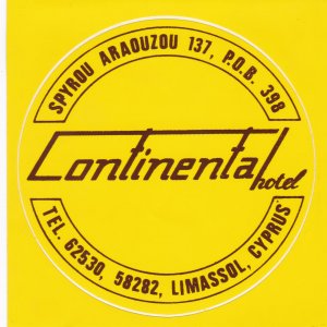 Cyprus Limassol Continental Hotel Vintage Luggage Label sk3168