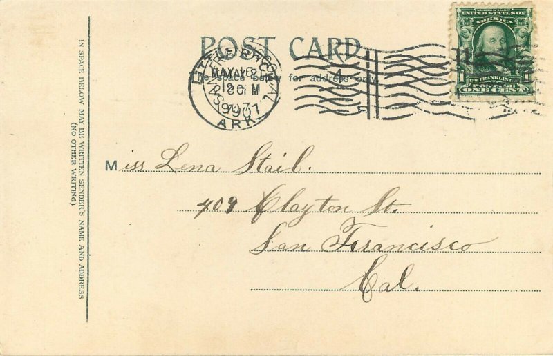 c1907 Wheelock Postcard; Masonic Temple, Little Rock AR Block View, Posted