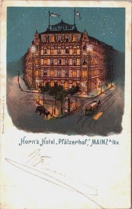 Germany Horn's Hotel Pfälzer Hof Mainz am Rhein Vintage Litho Postcard C053