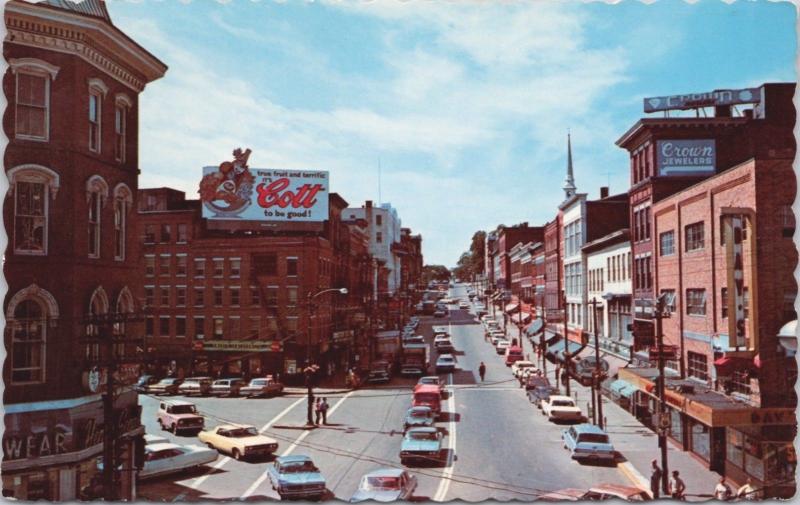 Main Street Bangor Maine ME Cost Fruit Soda Sign Vintage Postcard D39 