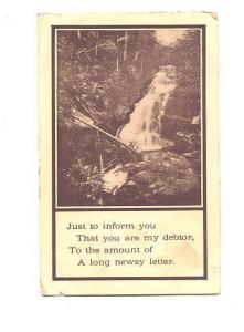 Waterfall Scene, Letter Reminder, Poem, Used 1910