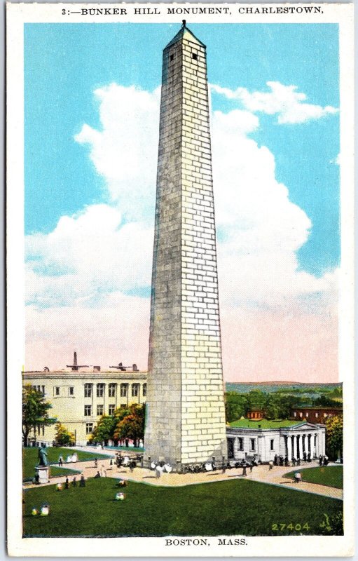 VINTAGE POSTCARD BUNKER HILL MONUMENT AT CHARLESTOWN MASSACHUSETTS A123