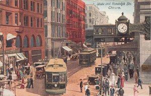 STATE & RANDOLPH STREETS CHICAGO ILLINOIS JOLLY JOKER POSTCARD EXCHANGE 1913