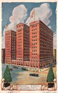 Vintage Postcard 1925 View Of Hotel Ford Delaware Avenue Buffalo New York JW Pub