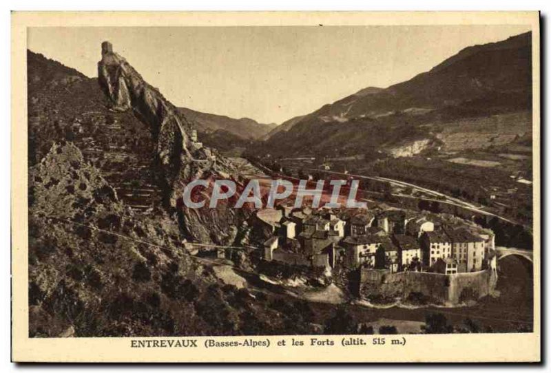 Old Postcard Entrevaux and strong