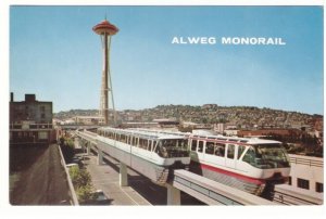 Alweg Monorail, Space Needle, Seattle, Washington, Vintage Chrome Postcard