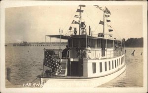 Small Steamer Boat Yacht VIRGINIA Owned by the Andrews WHERE? c1910 RPPC #1