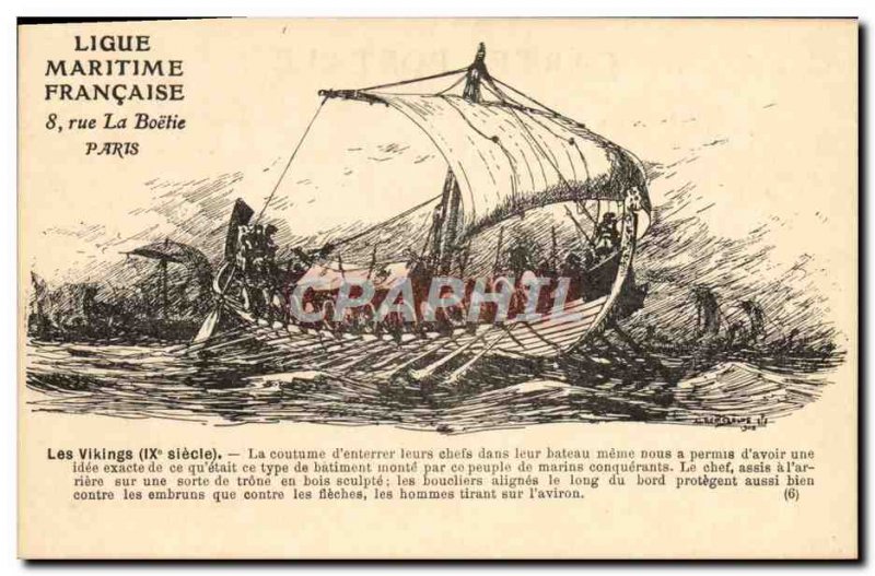 Postcard Old Boat Sailboat Vikings Sebille