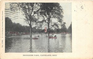 Cleveland Ohio 1905 Postcard Brookside Park Boats American Flag