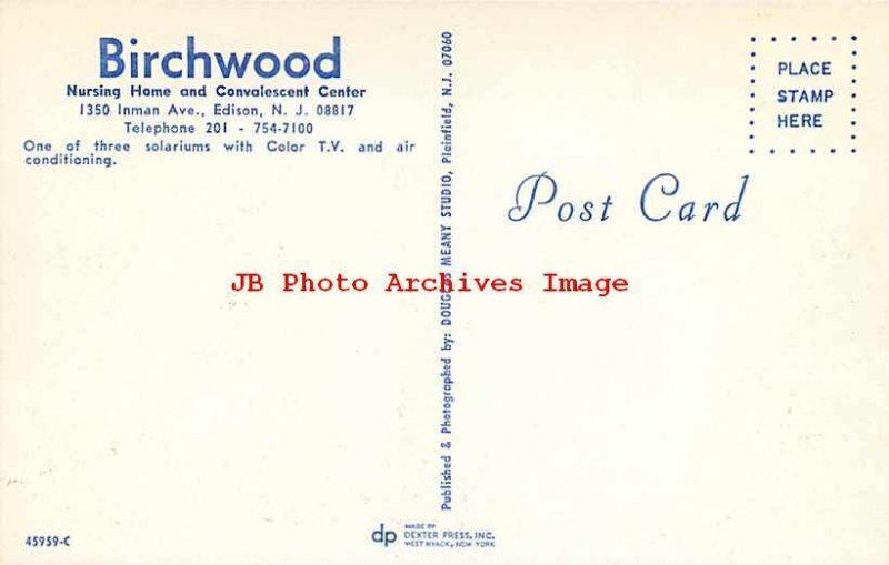 NJ, Edison, New Jersey, Birchwood Nursing Home, Solariums, Dexter No 45959C