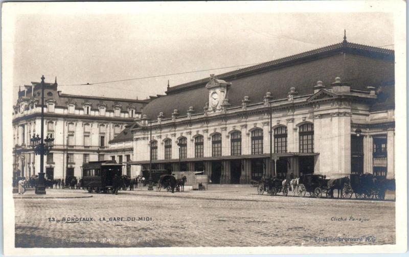 RPPC  BORDEAUX,  France   RAILROAD DEPOT (La Gare du Midi)     c1910s   Postcard