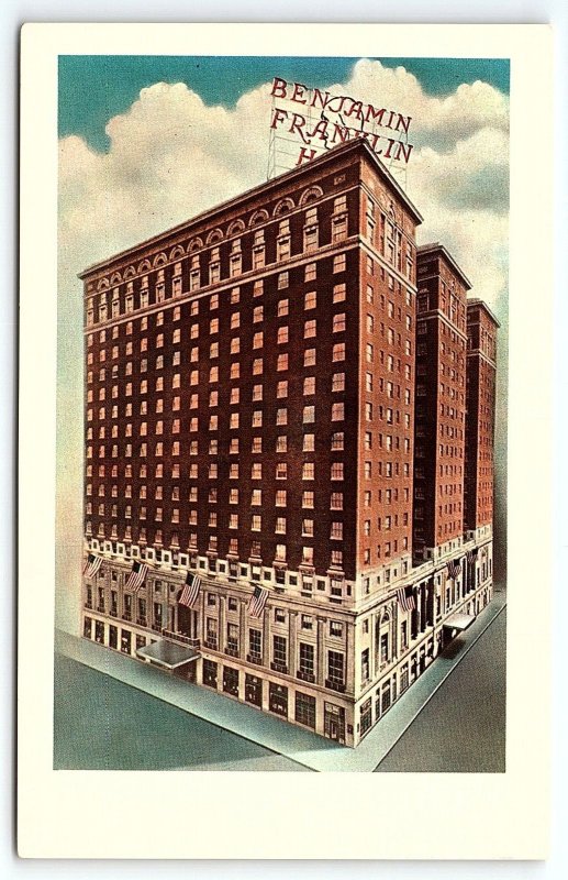 1930s PHILADELPHIA PA THE BENJAMIN FRANKLIN HOTEL CHESTNUT AVE POSTCARD P2138