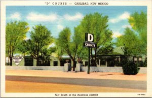 Linen Postcard D Courts Motel Highway 285 & 62 Carlsbad, New Mexico