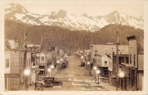 RPPC CORDOVA Midnight Street Scene Alaska Roark Photo Vintage Postcard c1930s