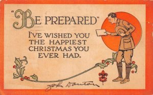 Christmas Greetings Boy Scout with Letter Vintage Postcard AA107317