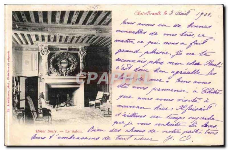 Chatellerault - The Hotel Sully Salon - Old Postcard