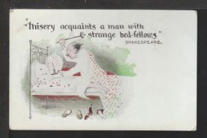 Misery Acquaints A Man With...,(Bed Bugs) Comic Postcard 