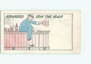 Pre-1907 comic STRANDED AT BAR - DRINKING BEER AT BAR k3247