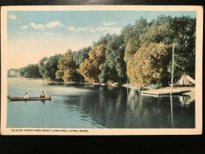 Vintage Postcard 1915-1930 Sluice Pond Boat Landing Lynn Massachusetts 