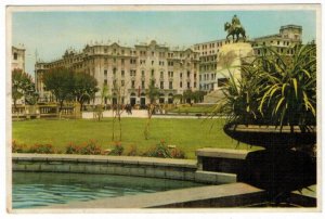 Peru 1973 Used Postcard Lima Place Monument Horse Hotel Architecture