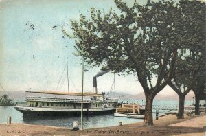 Navigation & sailing themed vintage postcard Evian les bains quay cruise ship