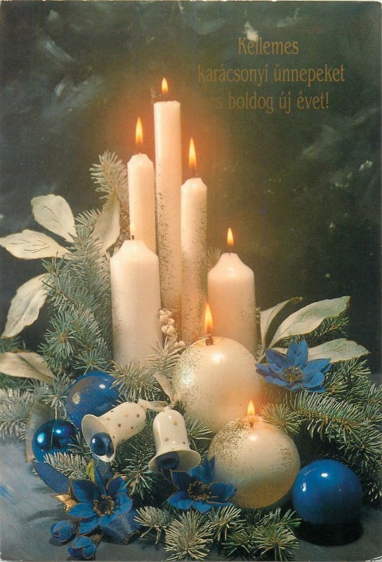 Holidays candles tree globes bells Postcard